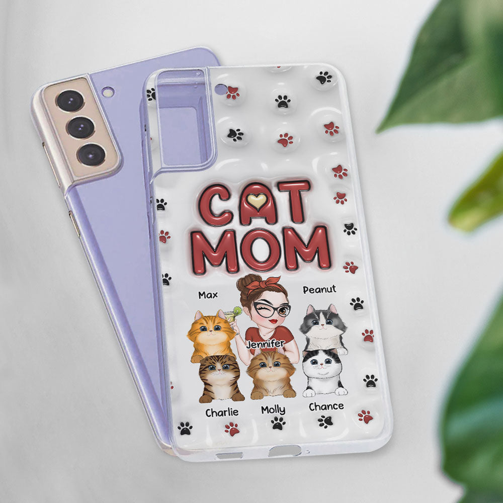 Lovely Cat Mom- Personalized 3D Inflated Effect Phone Case