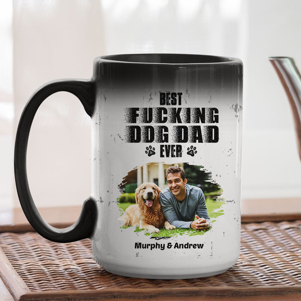 Custom Photo Father's day Birthday Gifts For Dog Dad, Dog Lovers • Best Dad Ever Photo - Personalized Color Changing Mug