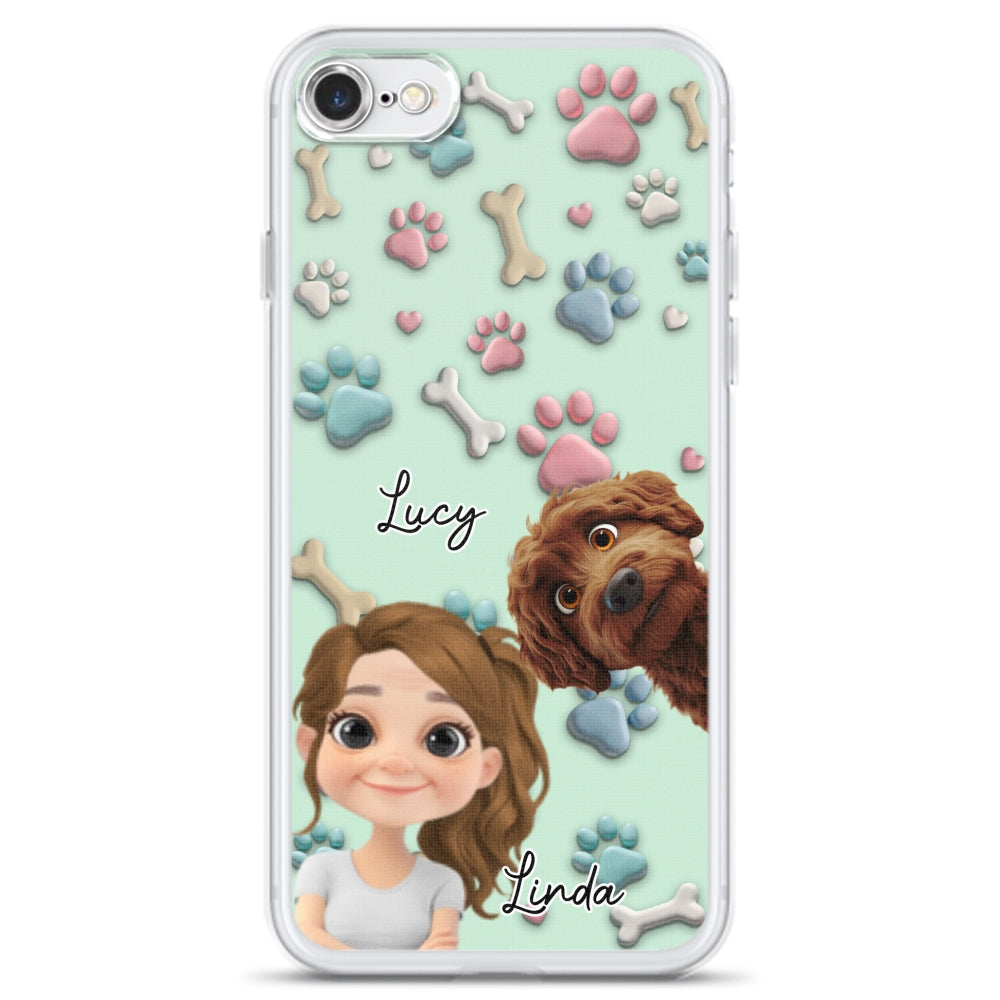 Lovely Dog And Human Cartoon - Personalized Phone Case