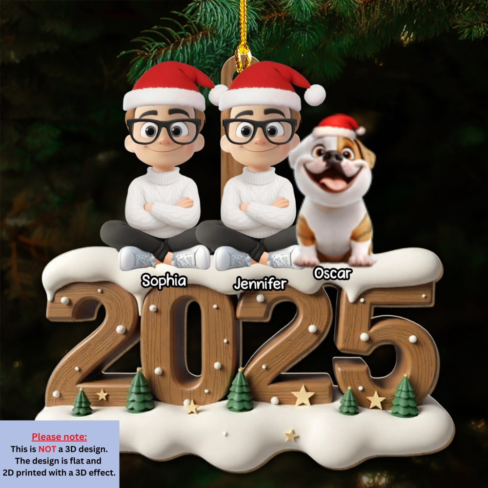 Together With Them This Year Onwards - Personalized 3D Effect Wood Ornament