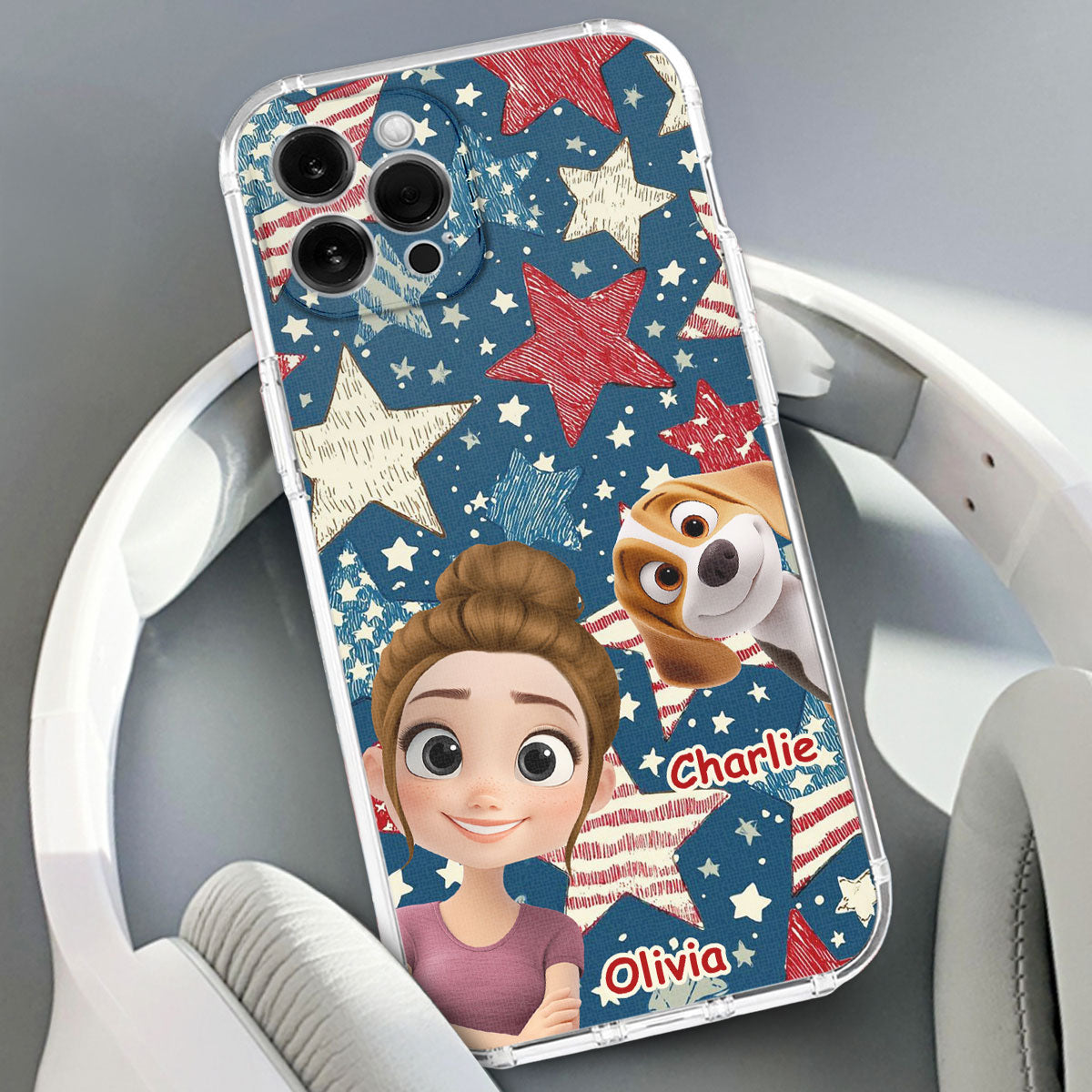 Dog Mom American Star - Personalized Phone Case
