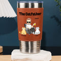 Custom Father's day Birthday Gifts For Dog Dad, Dog Lovers • The Catfather - Personalized Leather Tumbler