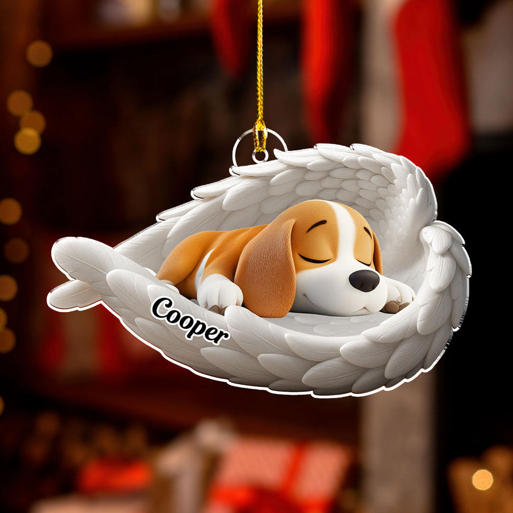 Custom Christmas Memorial Sympathy Gifts For Dogs, Cats • The Wings Of My Dog - Personalized Acrylic Ornament