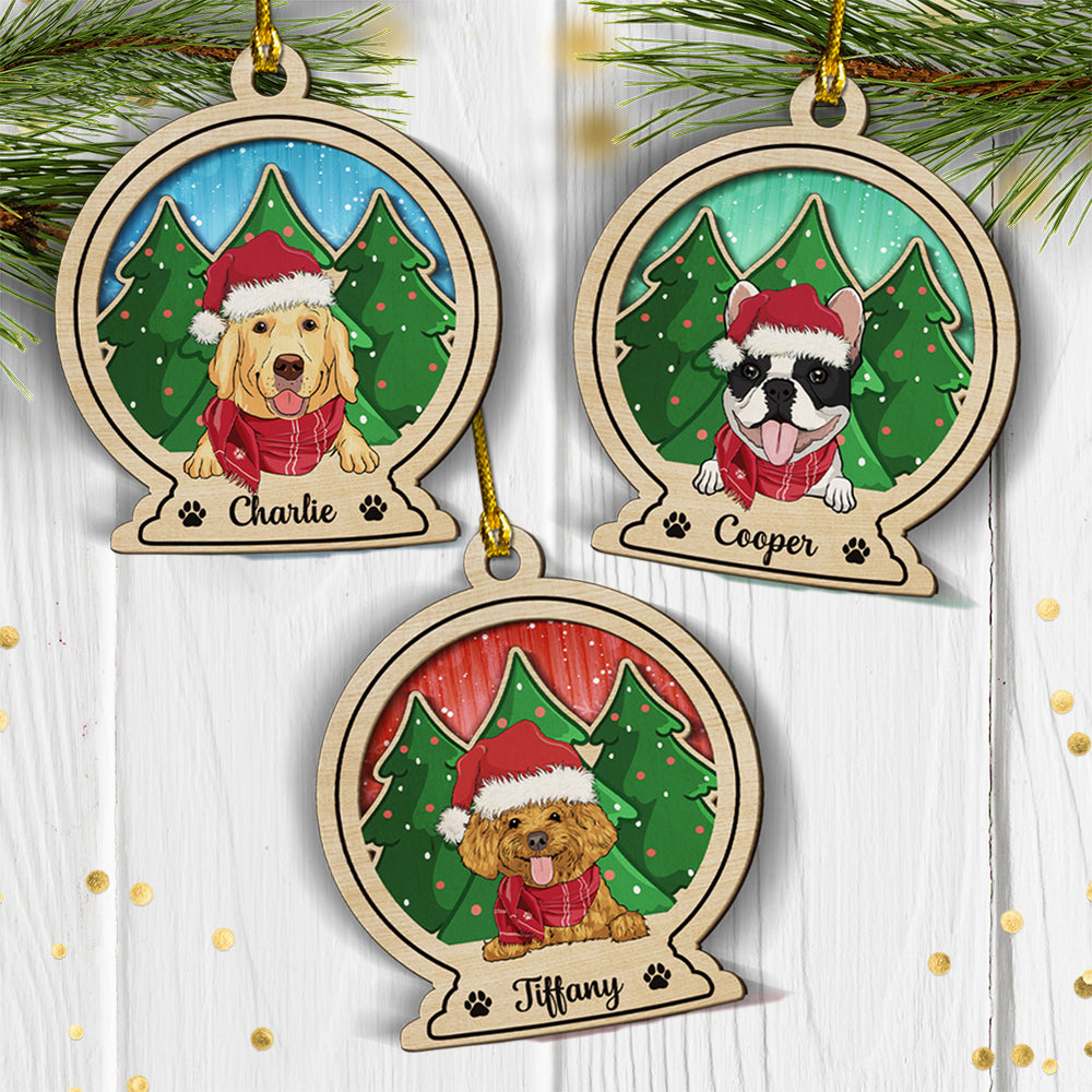 Custom Christmas Decor Home Birthday Gifts For Dog Lovers • Dog Snowball - Personalized 2-layered Wood Ornament