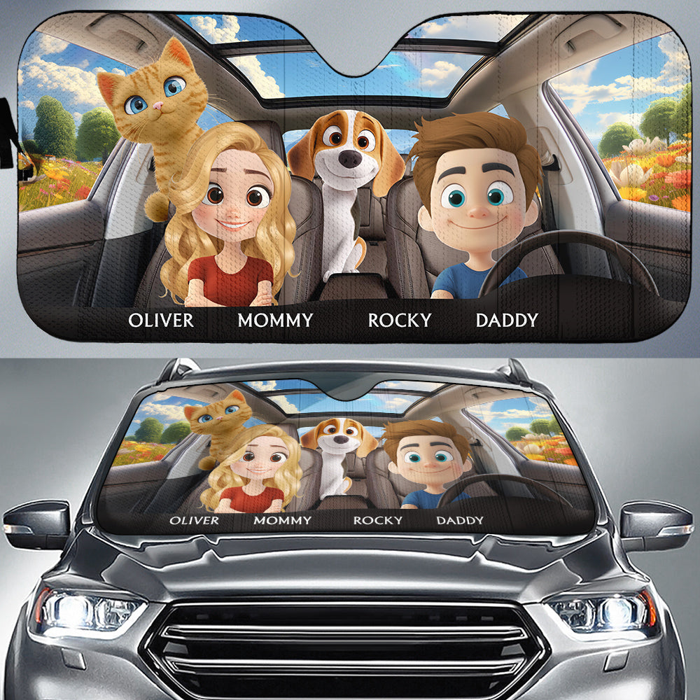Custom Christmas Birthday Gifts Car Accessories for Pet Parents • Life Is Better With My Pet Couple - Personalized Car Sunshade