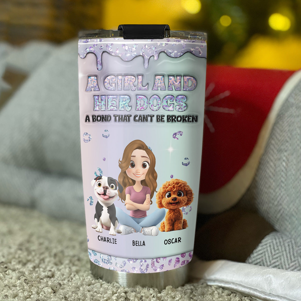 Custom Christmas Birthday Gifts For Dog Mom, Dog Lovers • Give You My Love - Personalized 3D Effect Tumbler