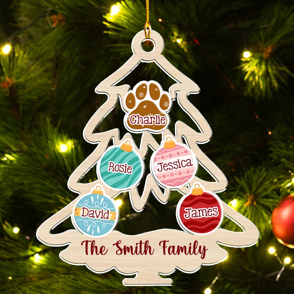 Family Tree Merry Christmas - Personalized Acrylic Ornament