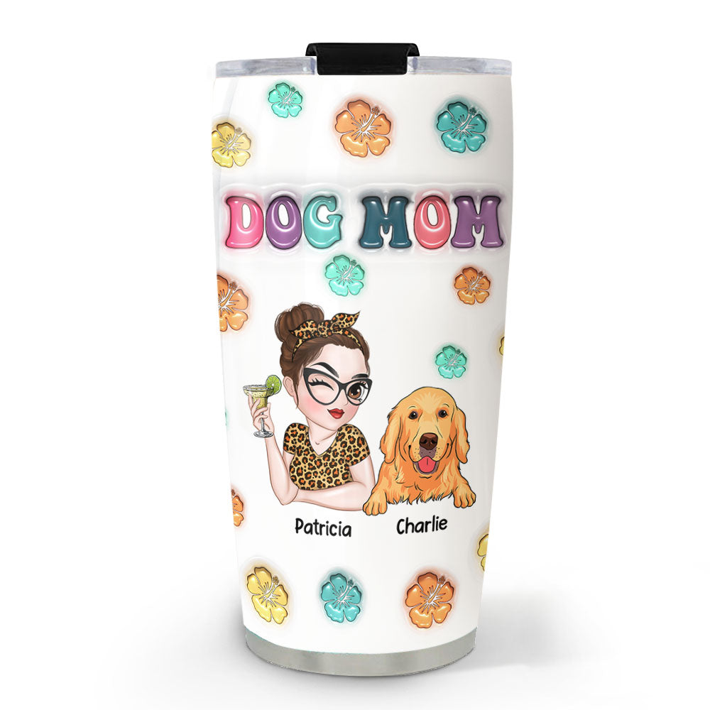 Custom Mother's day Birthday Gifts For Dog Mom, Dog Lovers • Dog Mom Summer - Personalized 3D Inflated Effect Tumbler