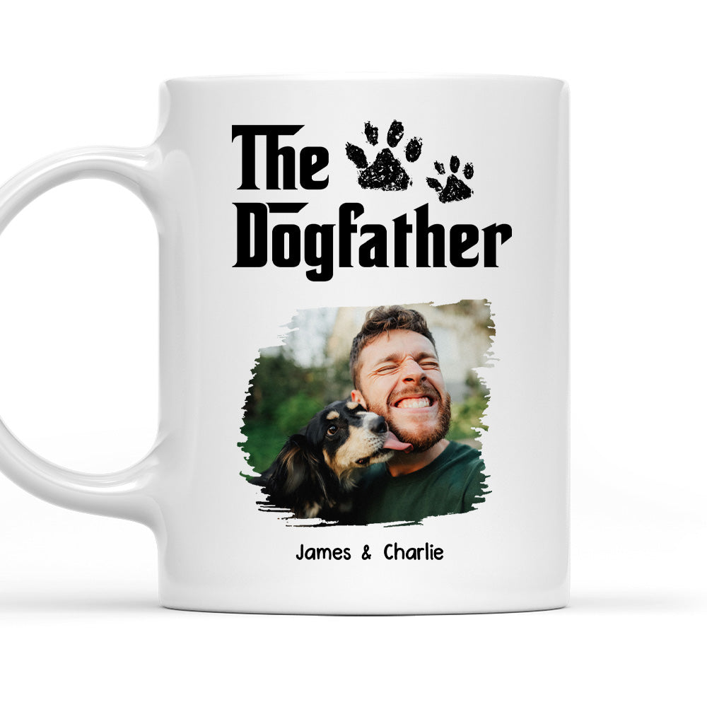 Custom Photo Father's day Birthday Gifts For Dog Dad, Dog Lovers • White Cool Dog Father Photo - Personalized Coffee Mug