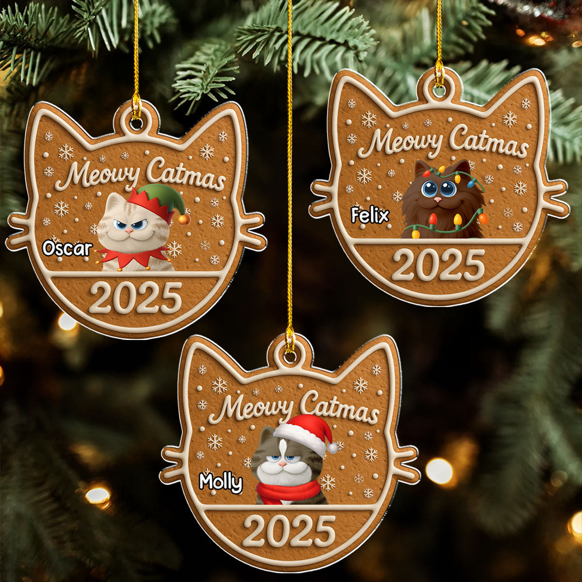 Custom Christmas Decor Home Birthday Gifts For Cat Lovers • Chunky Catmas - Personalized Acrylic Ornament