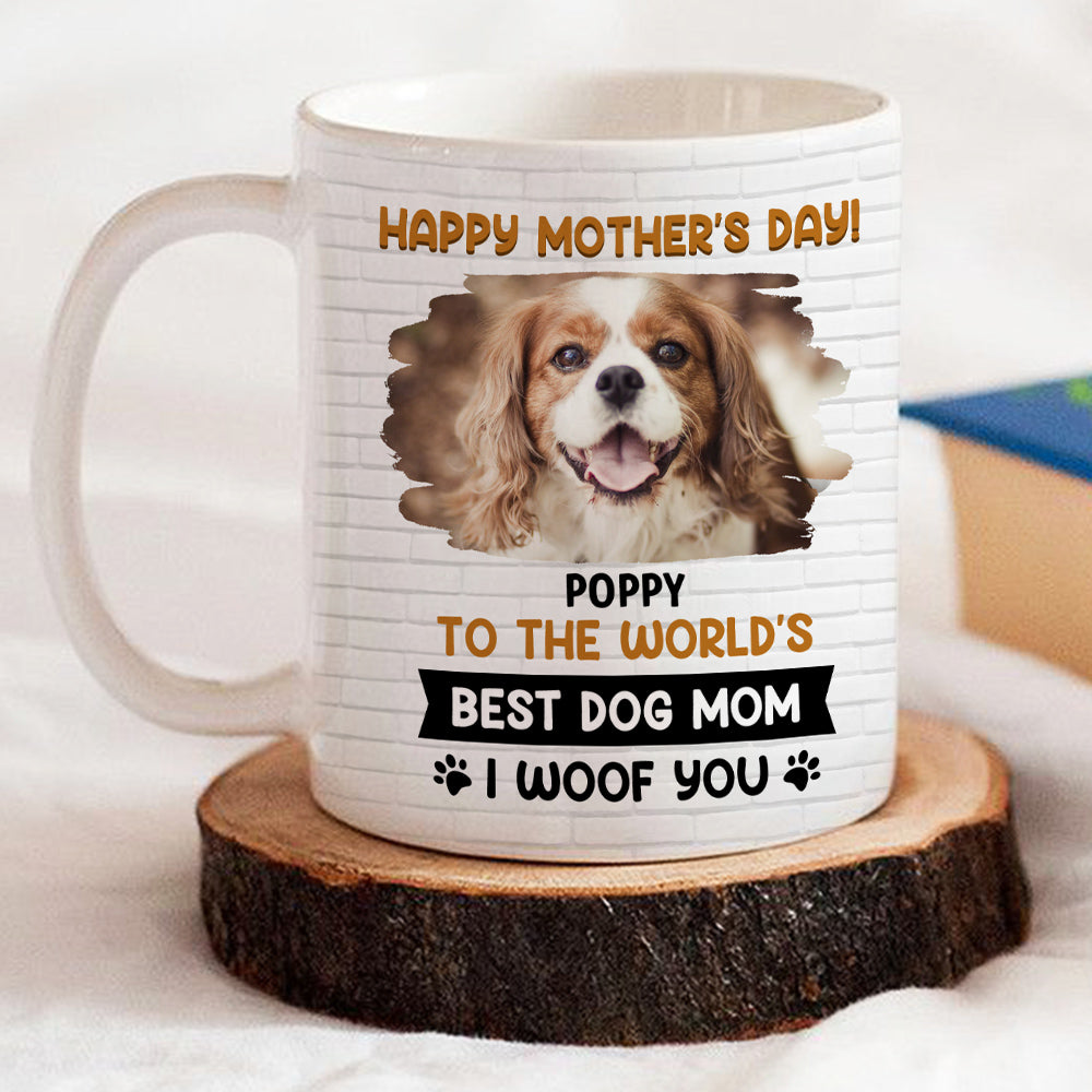 Custom Photo Mother's day Birthday Gifts For Dog Mom, Dog Lovers • I Woof You Mommy Photo - Personalized Coffee Mug
