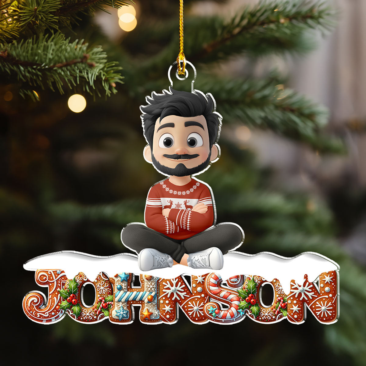 Family Member Gingerbread Name - Personalized Acrylic Ornament