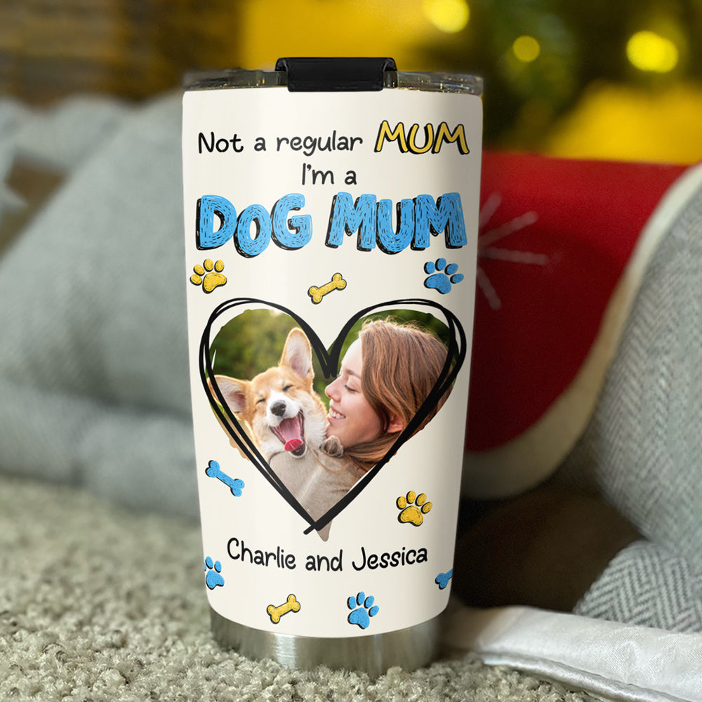 Custom Photo Christmas Birthday Gifts For Dog Lovers • Not A Regular Mom Photo - Personalized 3D Inflated Effect Tumbler