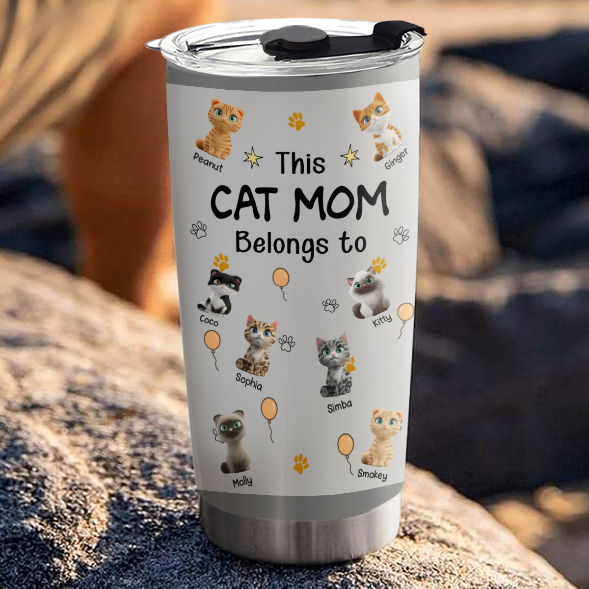 Custom Mother's day Birthday Gifts For Cat Mom, Cat Lovers • This Cat Mom Is Ours - Personalized Tumbler