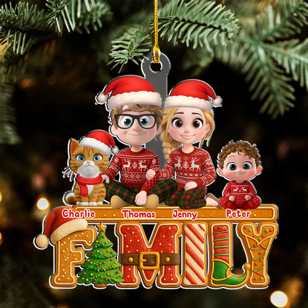 Custom Christmas Decor Home Birthday Gifts For Cat Lovers • Our Christmas Story - Personalized Acrylic Ornament