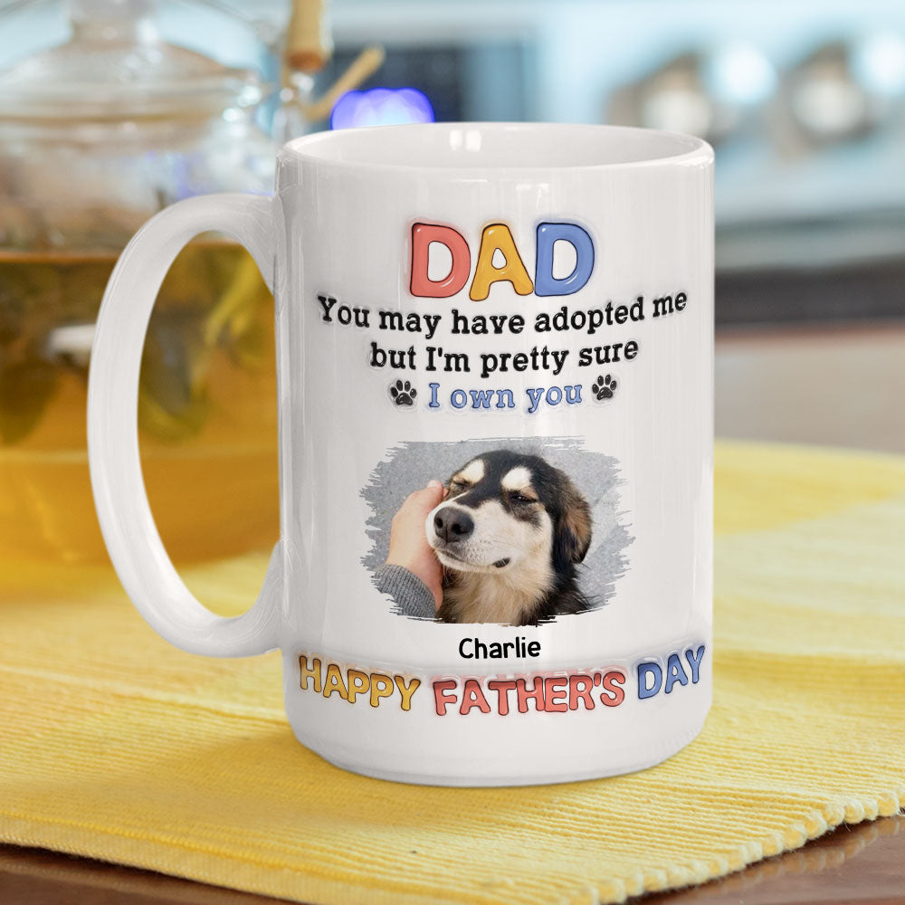 Custom Photo Father's day Birthday Gifts For Dog Dad, Dog Lovers • Adopted Me Photo - Personalized 3D Inflated Effect Mug