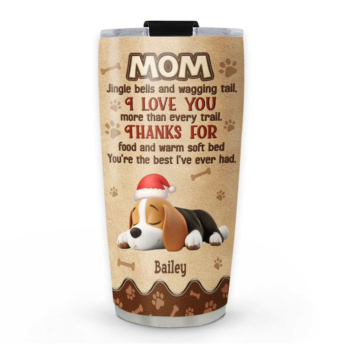 Custom Christmas Birthday Gifts For Dog Lovers • Thanks For Food And Warm Soft Bed - Personalized Tumbler