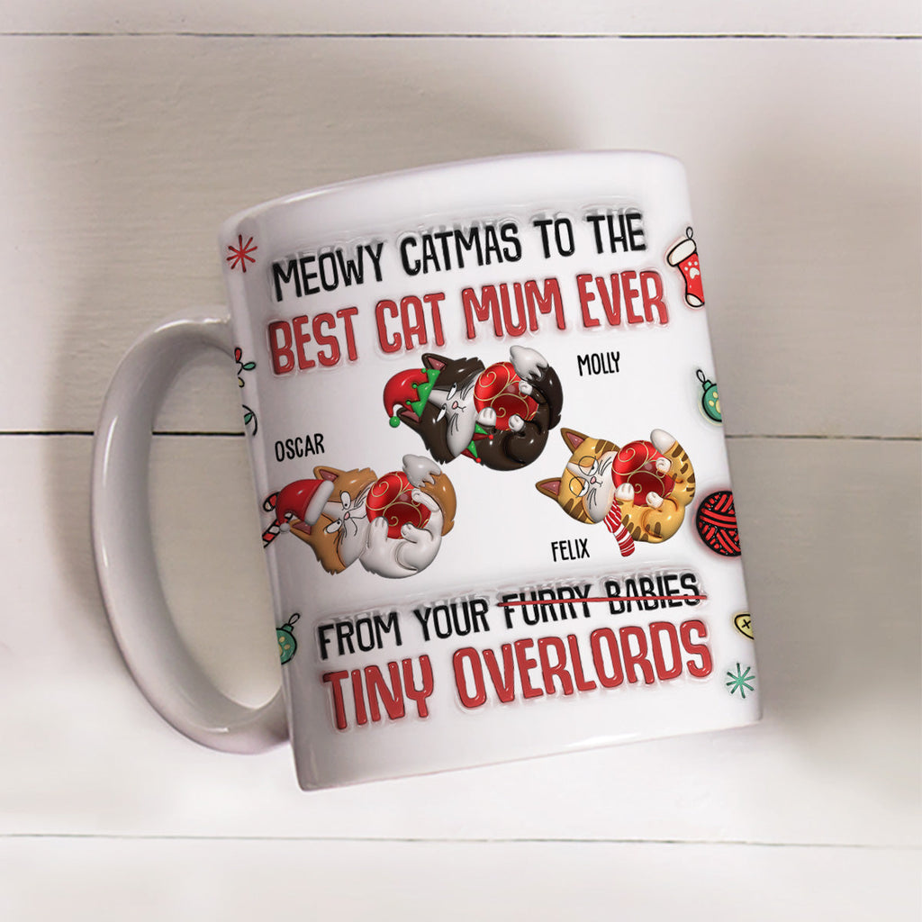 Custom Christmas Birthday Gifts For Cat Lovers • Meowy Catmas To The Best Cat Dad - Personalized 3D Inflated Effect Mug