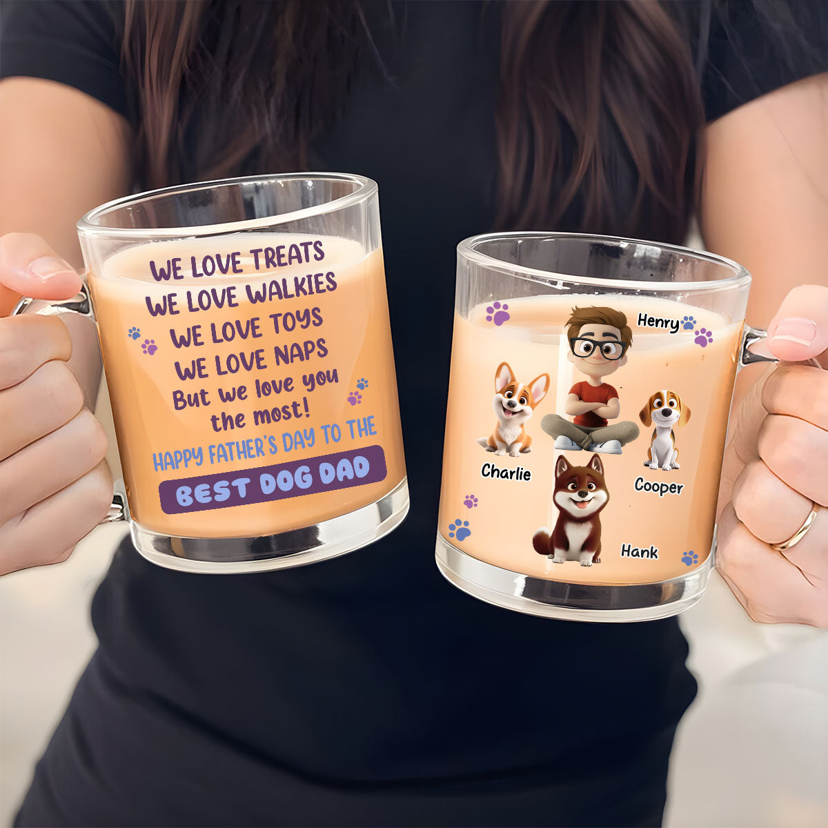 Custom Mother's Father's day Birthday Gifts For Dog Lovers • I Love You The Most Dog Mom Dad - Personalized Glass Mug