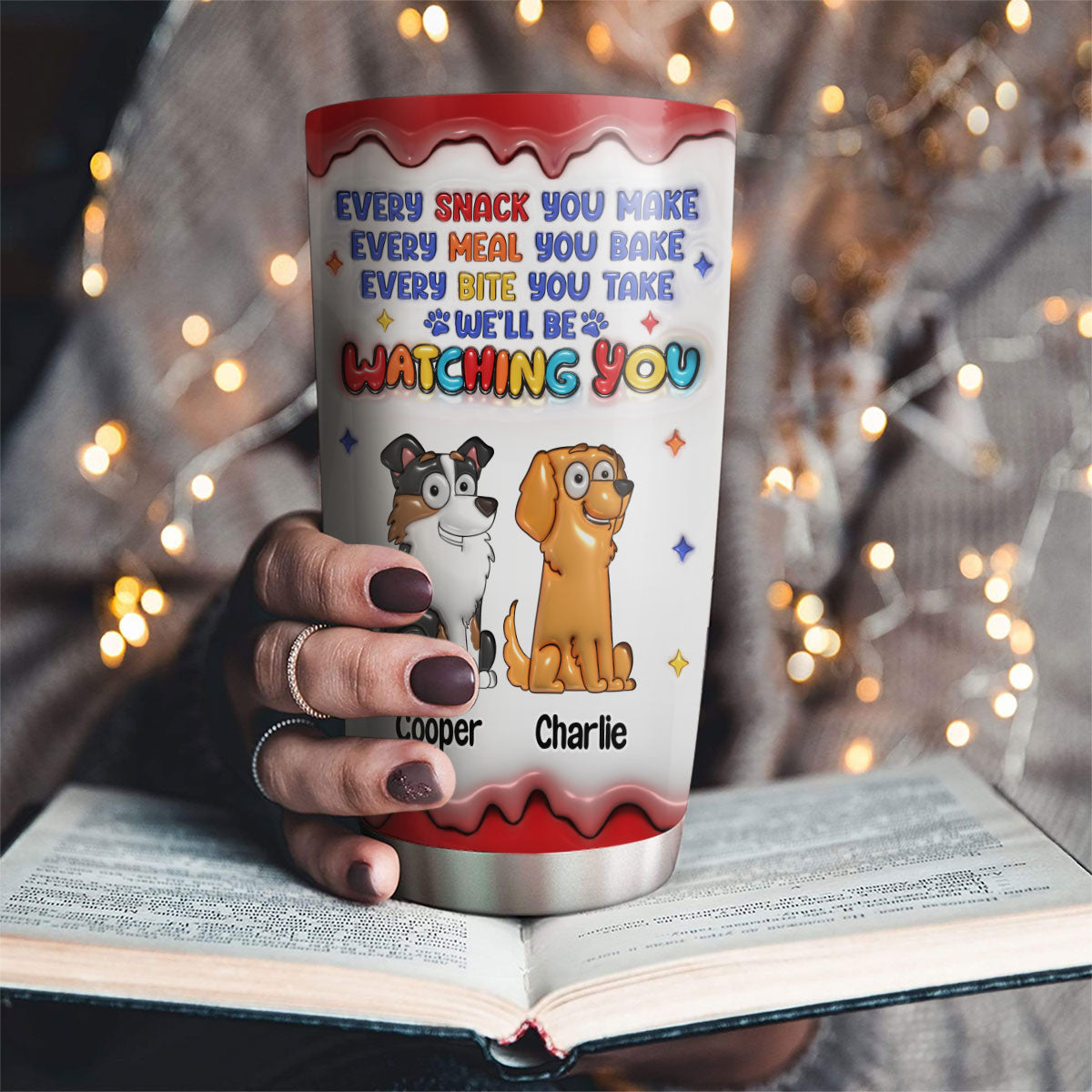 Custom Christmas Birthday Gifts For Pet Lovers • Cheeky Pup - Personalized 3D Inflated Effect Tumbler