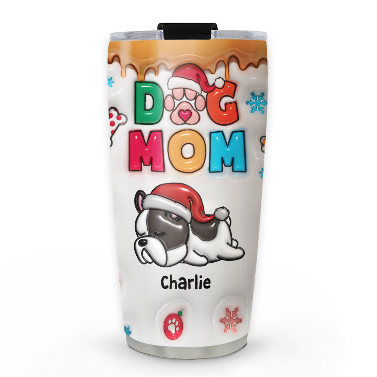 Custom Christmas Birthday Gifts For Pet Lovers • Proud To Be Dog Mom Christmas - Personalized 3D Inflated Effect Tumbler