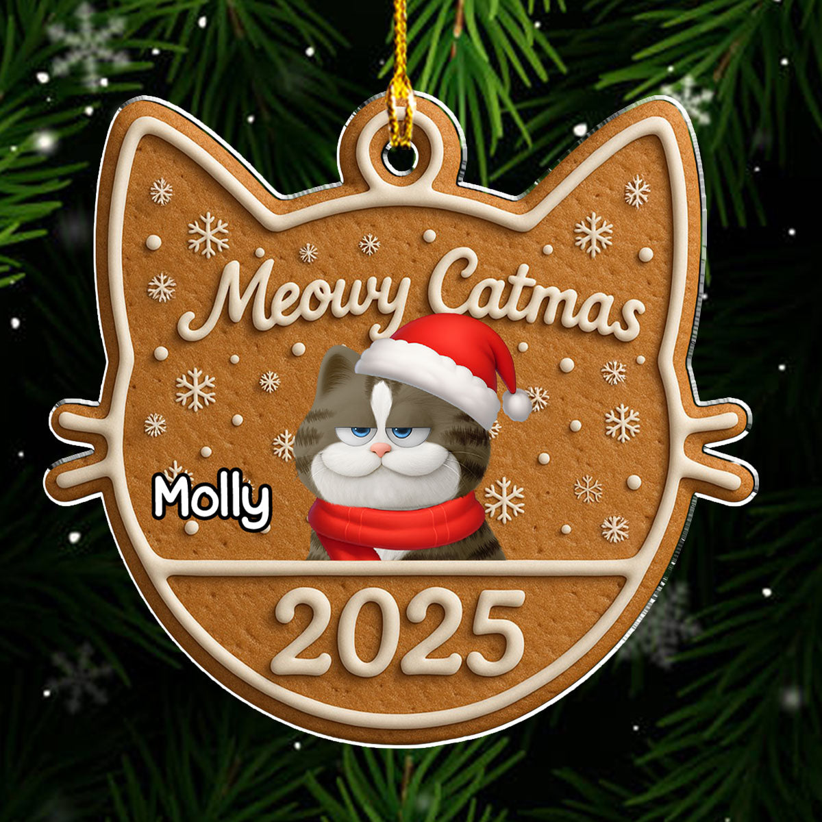 Custom Christmas Decor Home Birthday Gifts For Cat Lovers • Chunky Catmas - Personalized Acrylic Ornament