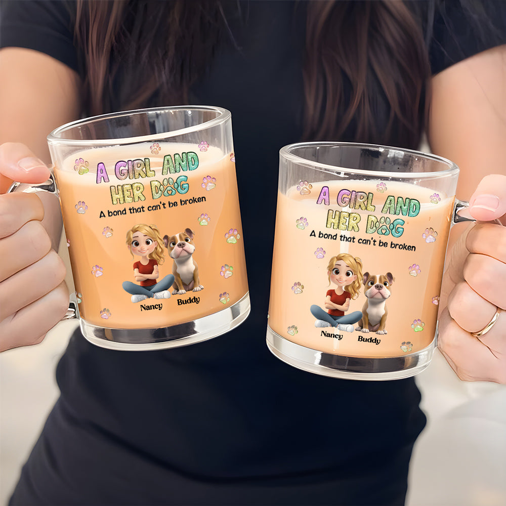 Custom Christmas Birthday Gifts For Dog Mom, Dog Lovers • A Girl And Her Dog - Personalized 3D Inflated Effect Glass Mug