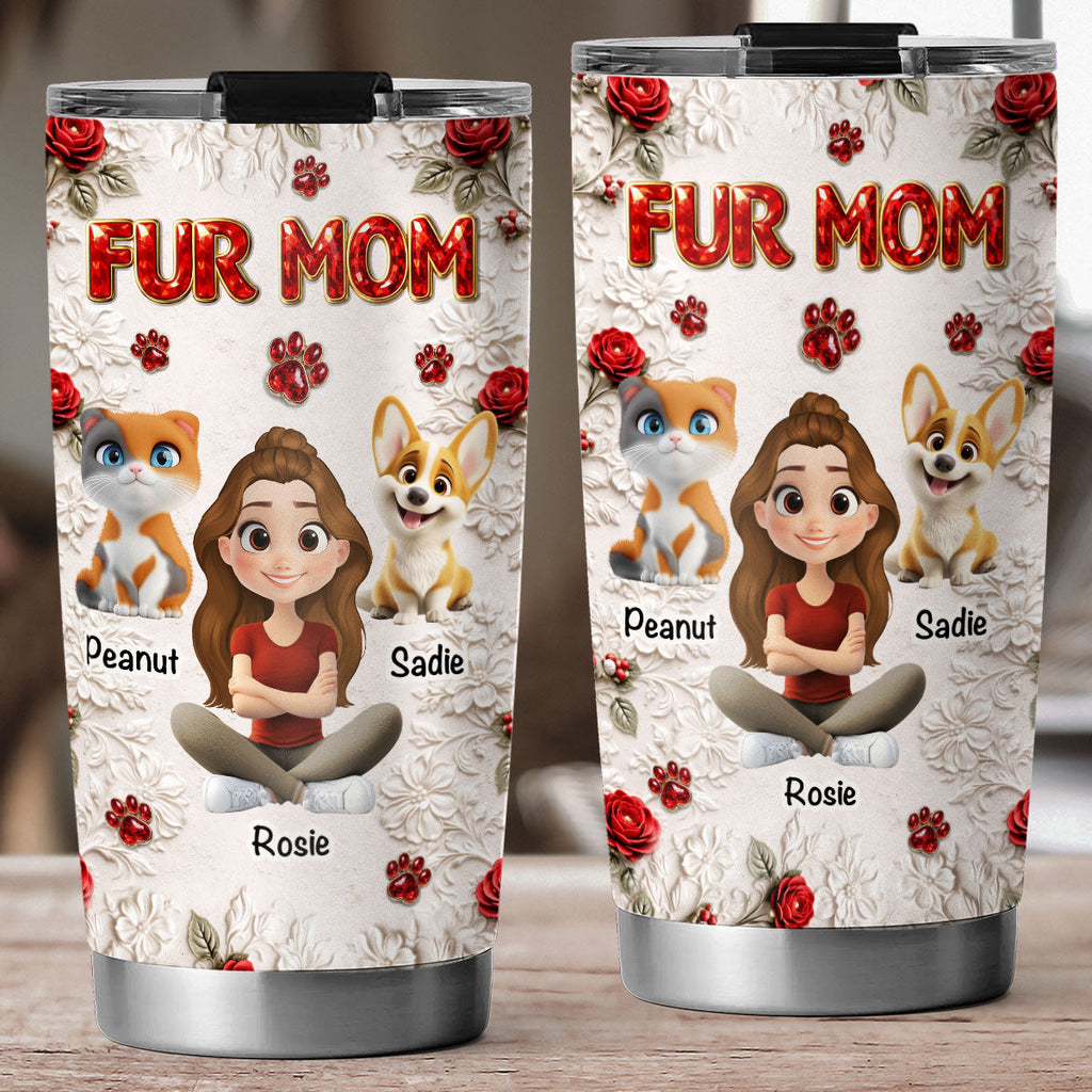 Custom Christmas Birthday Gifts For Cat Lovers • Floral Pet Mom - Personalized 3D Effect Tumbler
