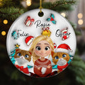 Custom Christmas Decor Home Birthday Gifts For Cat Mom, Cat Lovers • Santa Is Coming To Cats - Personalized 3D Inflated Effect Ceramic Ornament