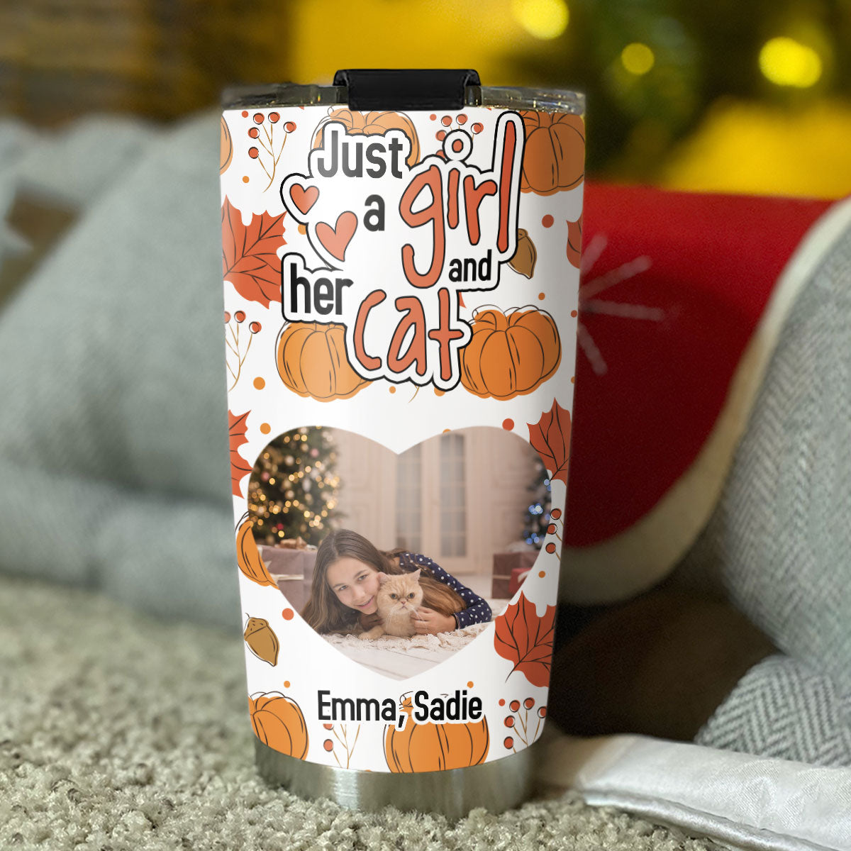 Custom Photo Christmas Birthday Gifts For Cat Mom, Cat Lovers • Falling For Cats Photo - Personalized Tumbler