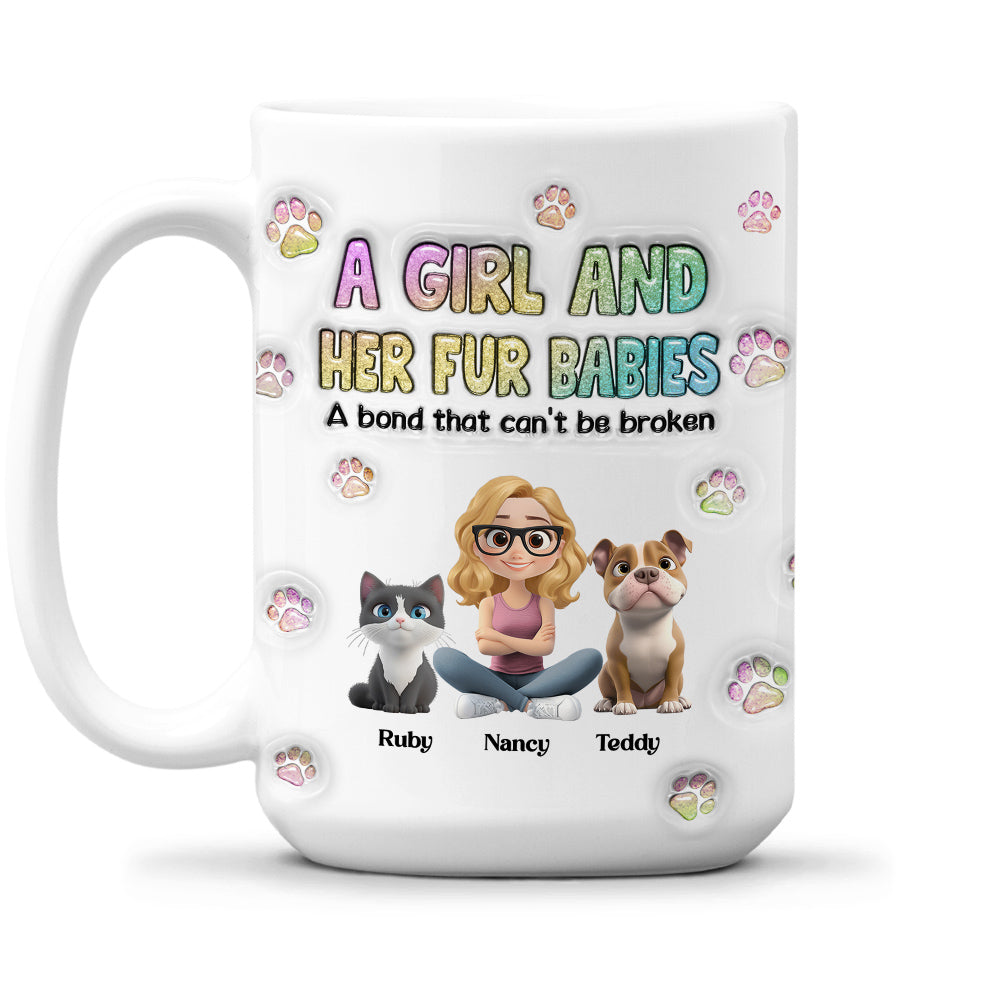 Custom Christmas Birthday Gifts For Dog Mom, Dog Lovers • A Girl And Her Fur Babies - Personalized 3D Inflated Effect Mug