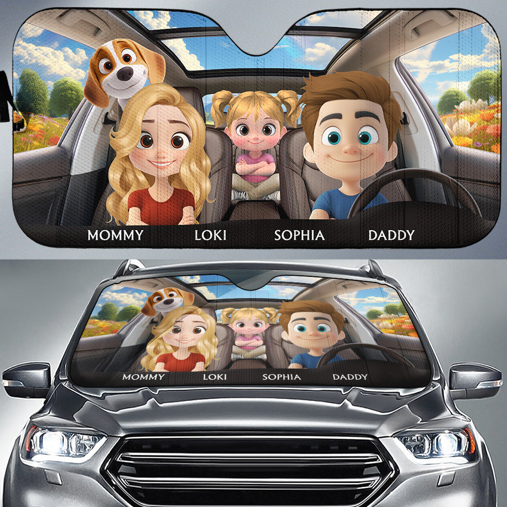 Custom Christmas Birthday Gifts Car Accessories for Dog Parents • Life Is Better With My Dog Family - Personalized Car Sunshade
