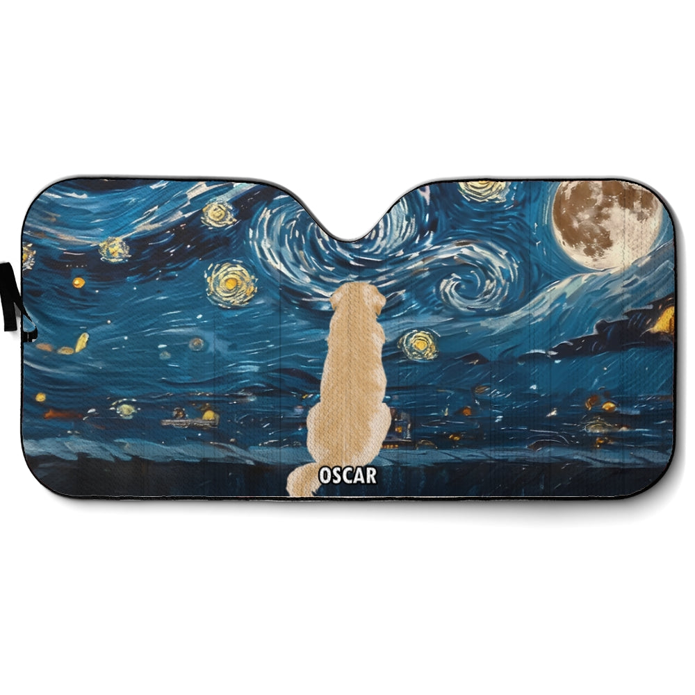 Custom Christmas Birthday Gifts Car Accessories for Dog Parents • Dogs In Dark Night - Personalized Car Sunshade