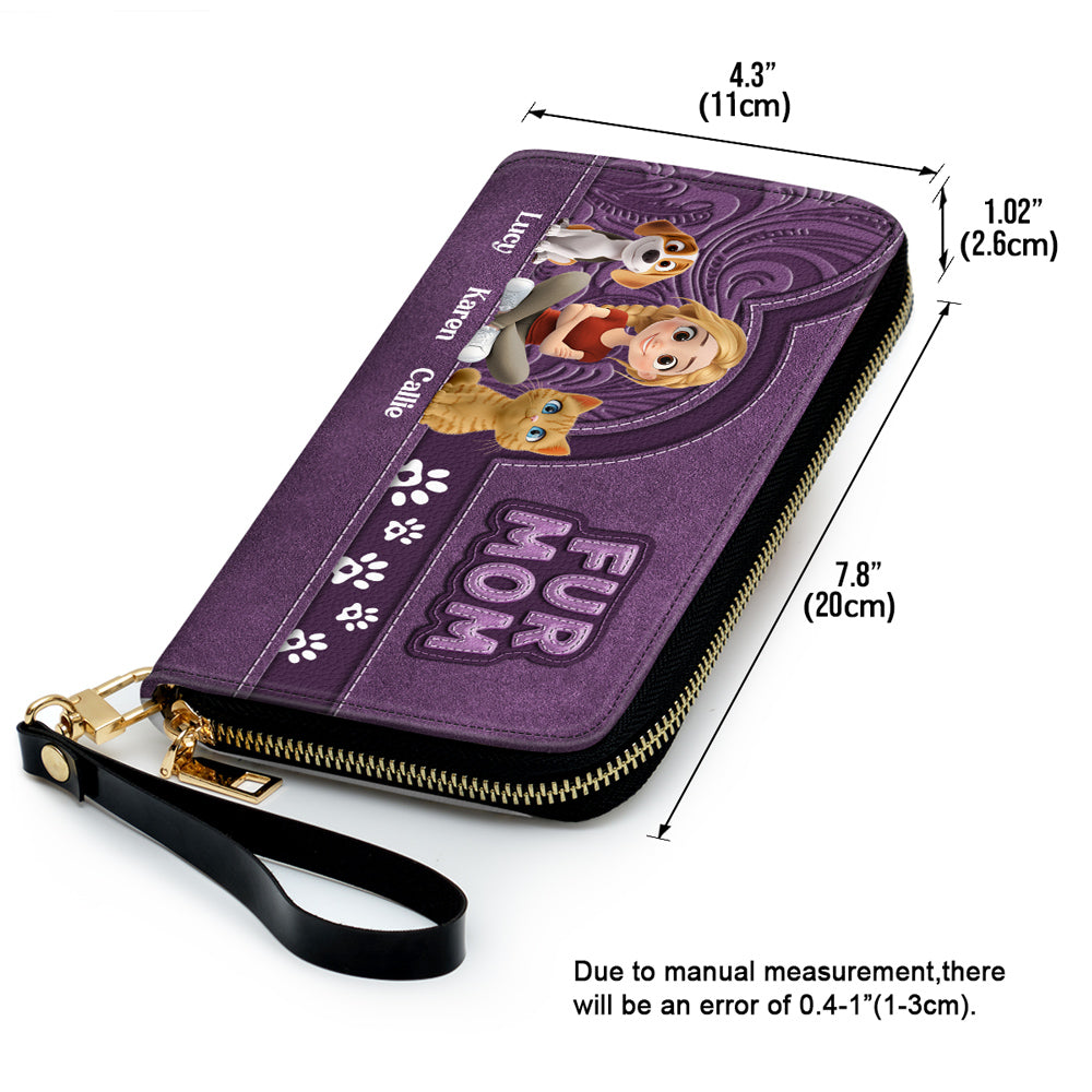 Chibi Cartoon Pet Mom - Personalized Leather Wallet