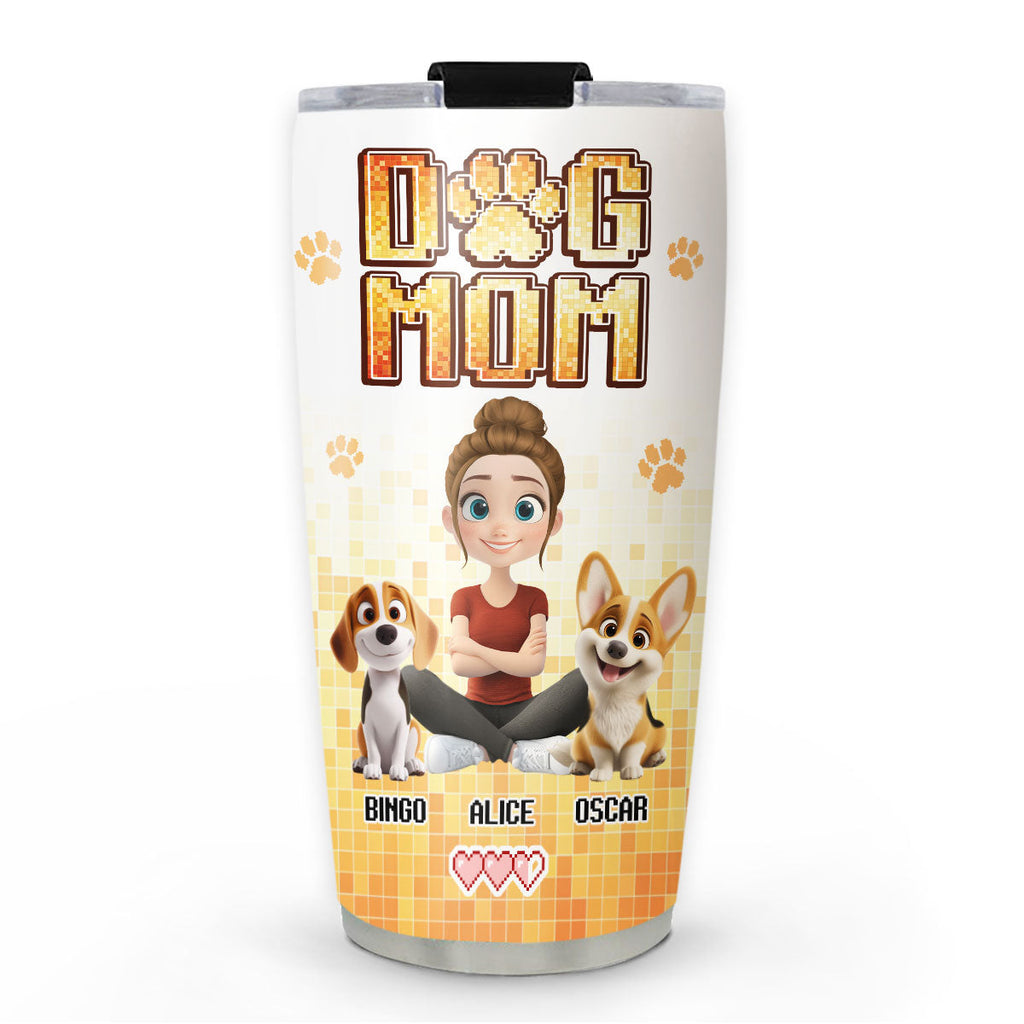 Custom Mother's day Birthday Gifts For Dog Mom, Dog Lovers • Pixel Dog Mom - Personalized Tumbler