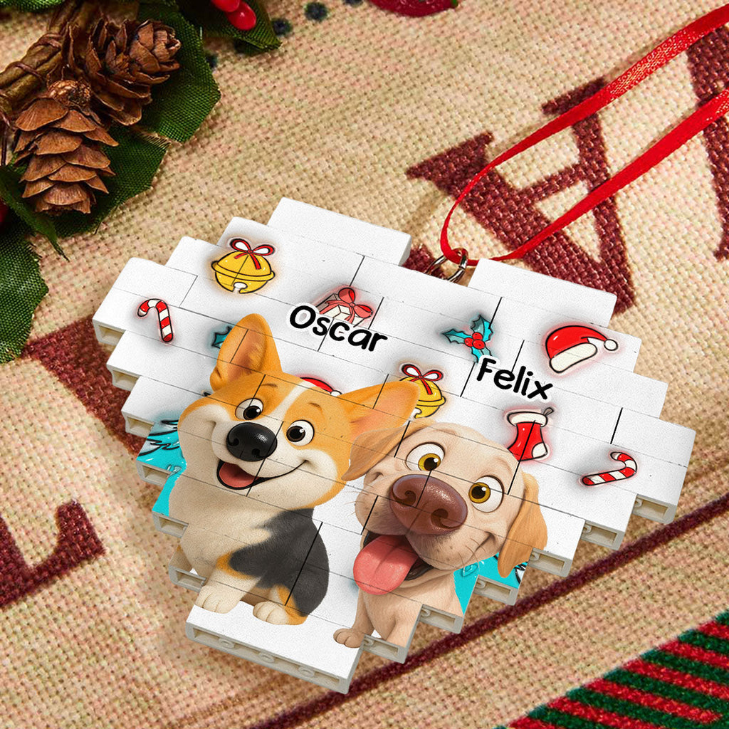 Custom Christmas Decor Home Birthday Gifts For Dog Mom, Dog Lovers • Santa Is Coming - Personalized 3D Effect Heart Puzzle Ornament
