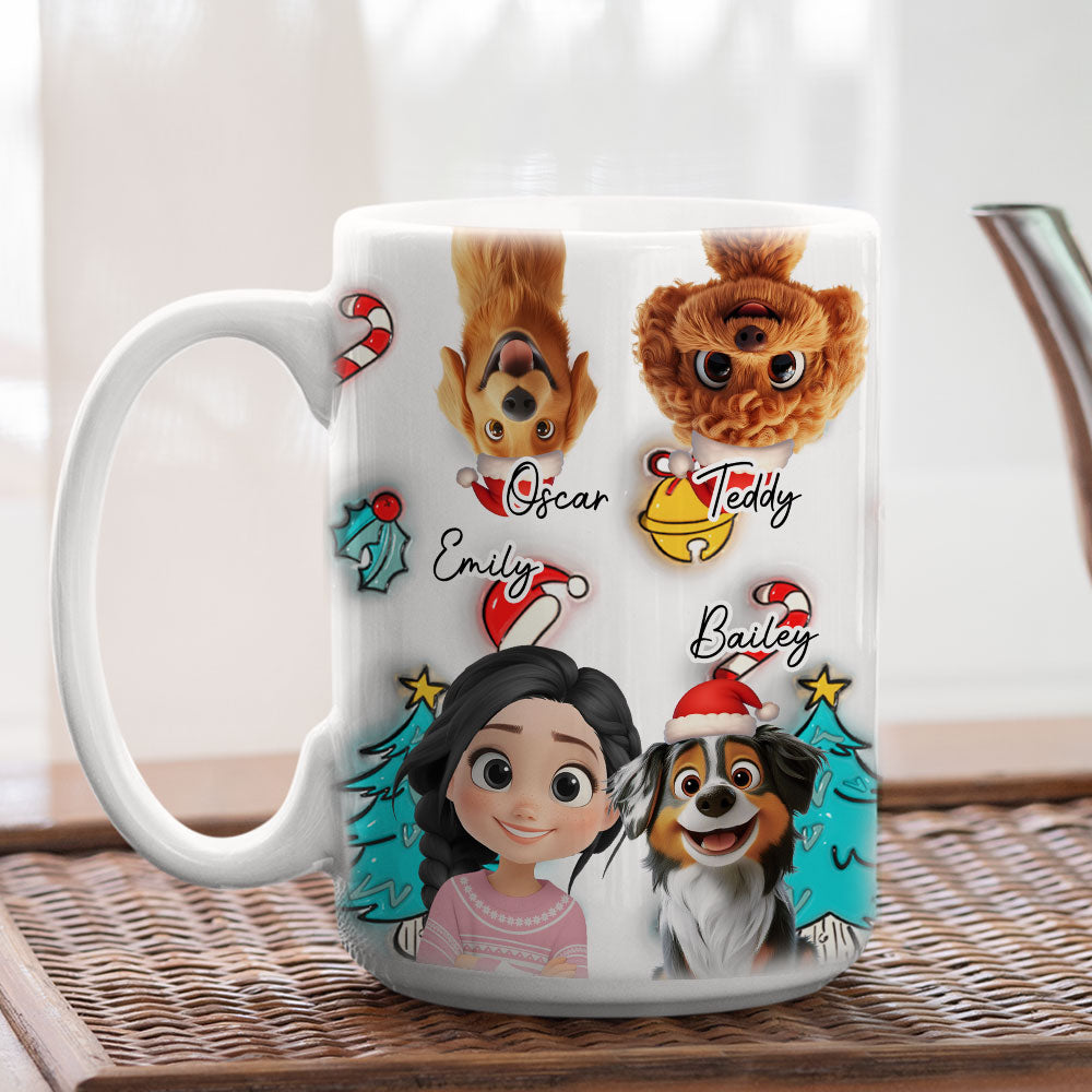 Custom Christmas Birthday Gifts For Dog Mom, Dog Lovers • Santa Is Coming To Us - Personalized 3D Inflated Effect Mug