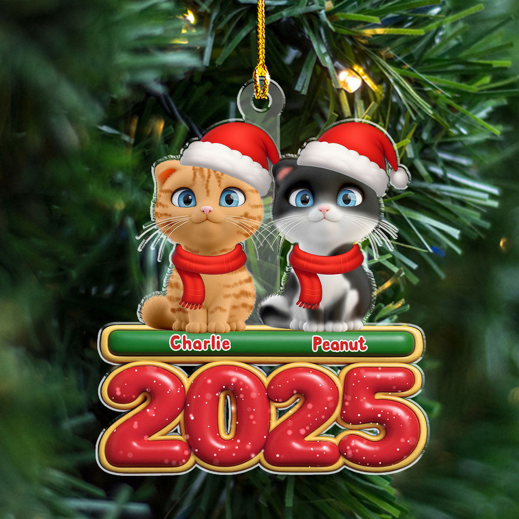 Custom Christmas Decor Home Birthday Gifts For Cat Lovers • My Cat Is Here - Personalized Acrylic Ornament