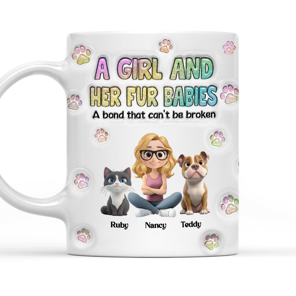 Custom Christmas Birthday Gifts For Dog Mom, Dog Lovers • A Girl And Her Fur Babies - Personalized 3D Inflated Effect Mug