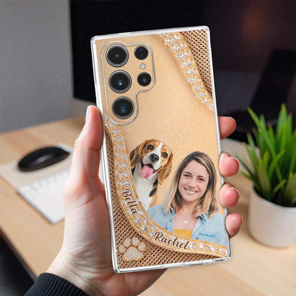 Gold Chibi Dog Mom Photo - Personalized 3D Effect Phone Case