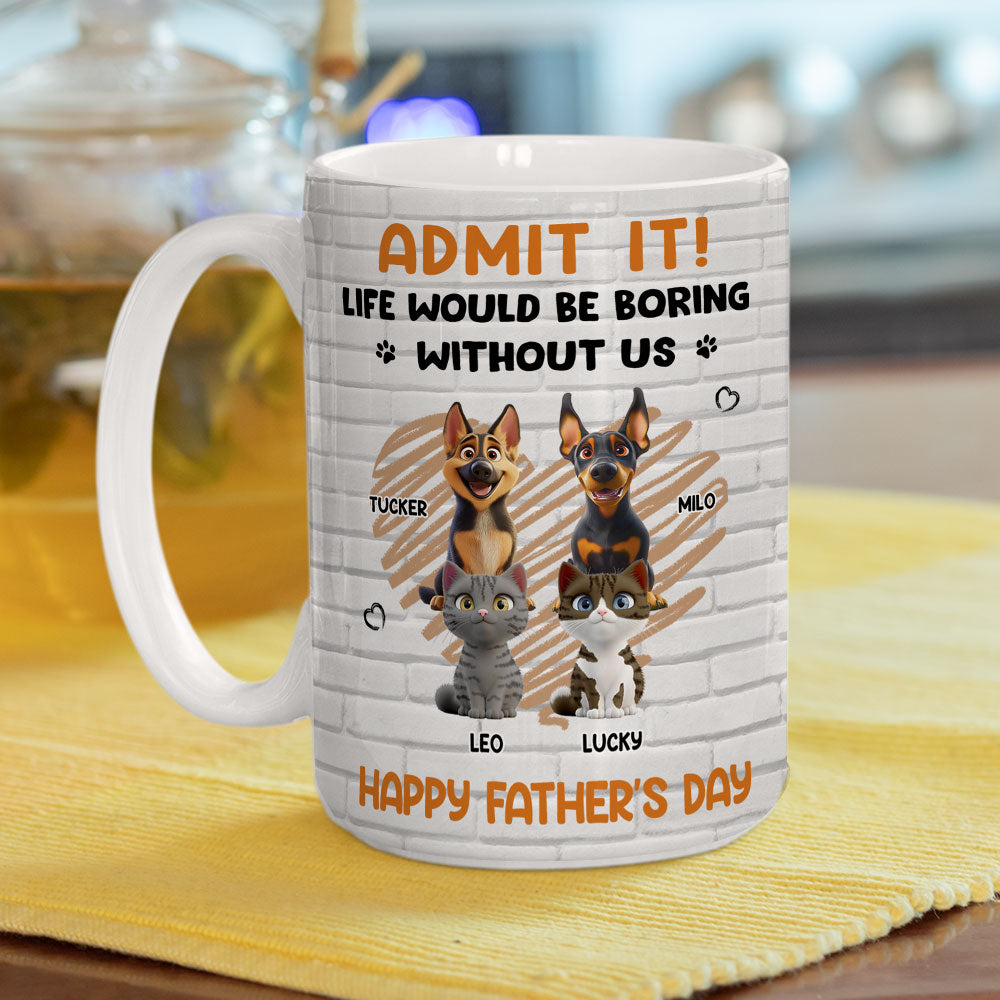 Custom Father's day Birthday Gifts For Cat Dad, Cat Lovers • Admit It Pet Dad Orange - Personalized Coffee Mug