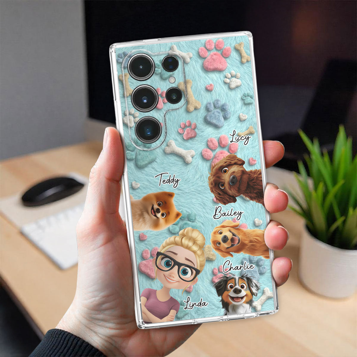Lovely Dog And Human Cartoon - Personalized Phone Case