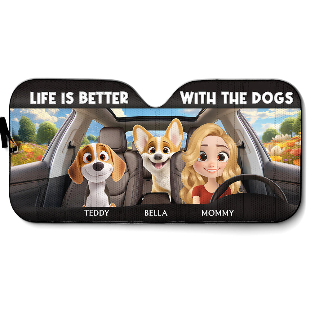 Custom Christmas Birthday Gifts Car Accessories for Dog Parents • Life Is Better - Personalized Car Sunshade