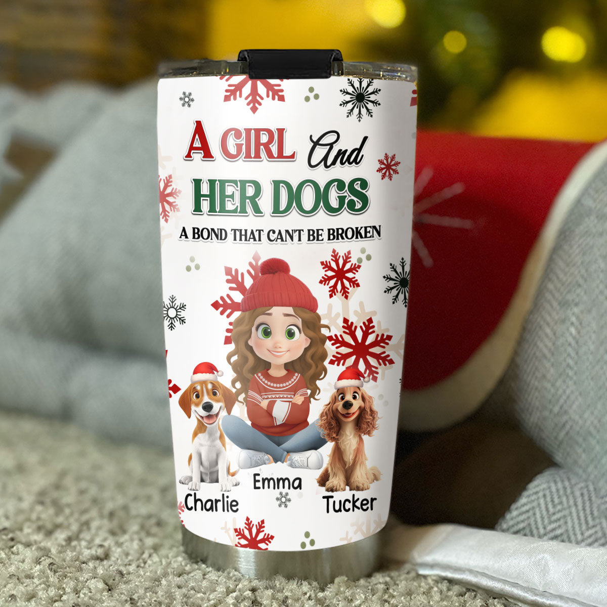 Custom Christmas Birthday Gifts For Dog Mom, Dog Lovers • A Girl And Her Dog Love Christmas - Personalized Tumbler