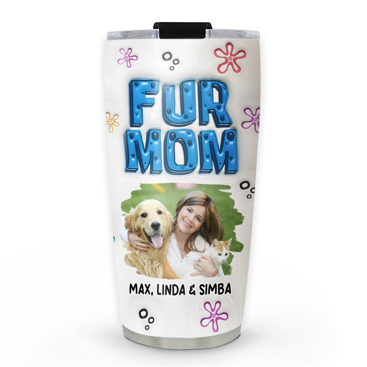 Custom Photo Christmas Birthday Gifts For Pet Mom, Pet Lovers • Sponge Pet Mom Photo Version 2 - Personalized 3D Inflated Effect Tumbler