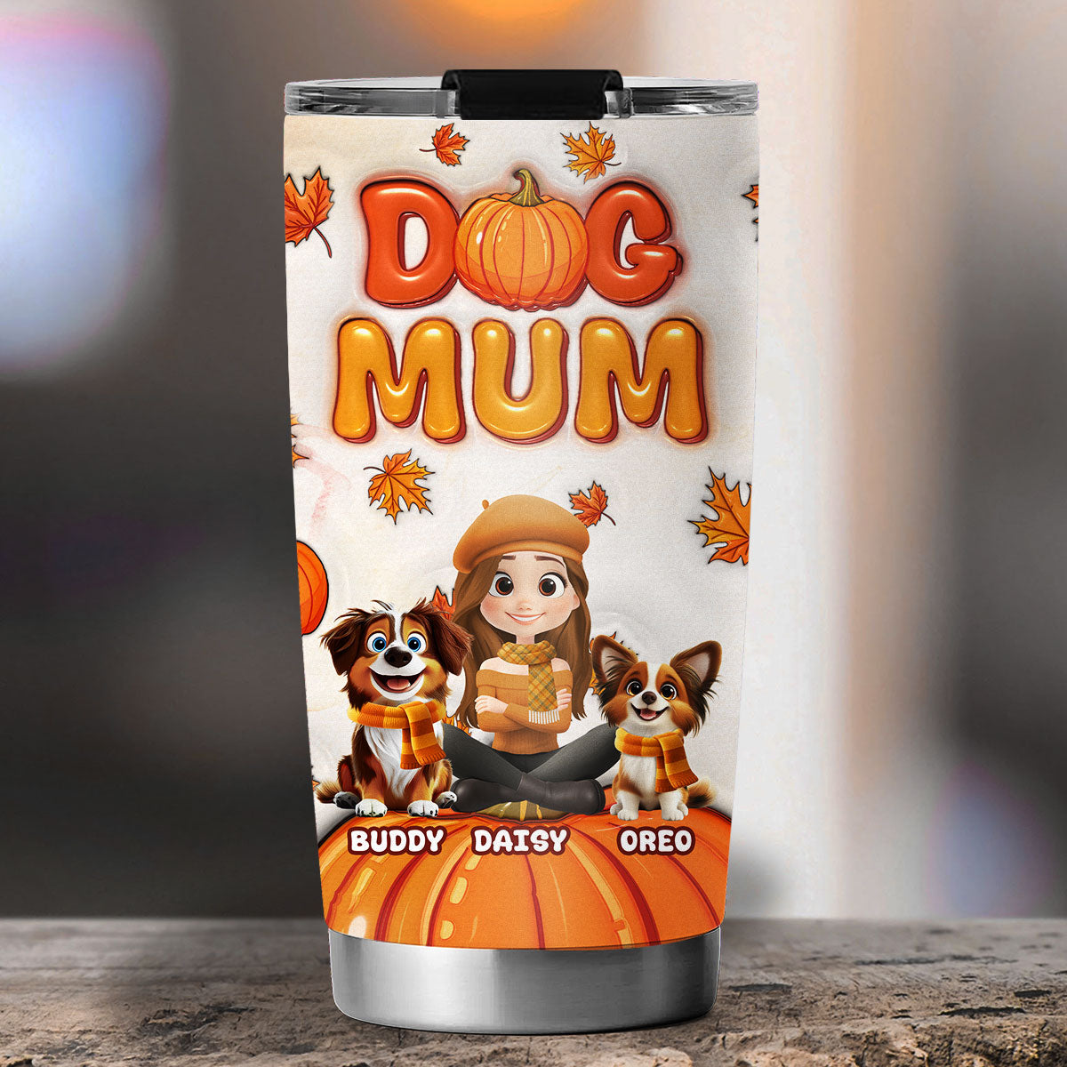 Custom Christmas Birthday Gifts For Dog Mom, Dog Lovers • Cinnamon Flavor - Personalized 3D Inflated Effect Tumbler