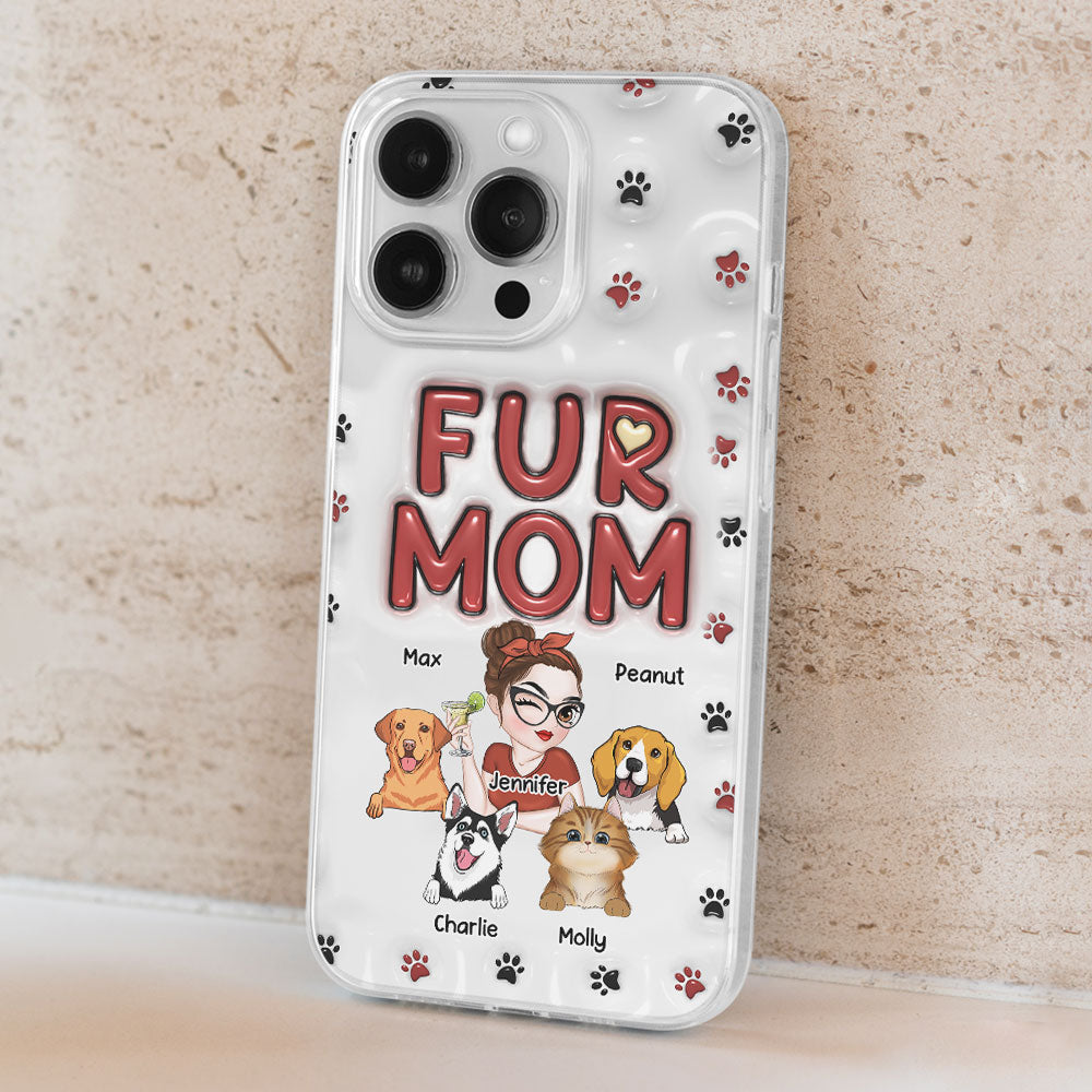 Lovely Fur Mom - Personalized 3D Inflated Effect Phone Case