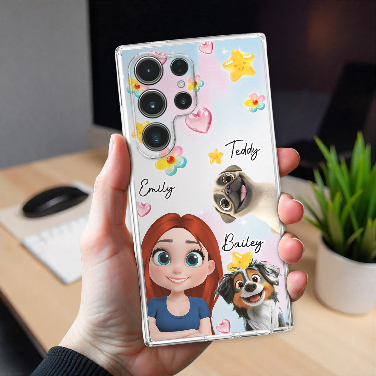 Sweet Girl Love Dogs - Personalized 3D Effect Phone Case