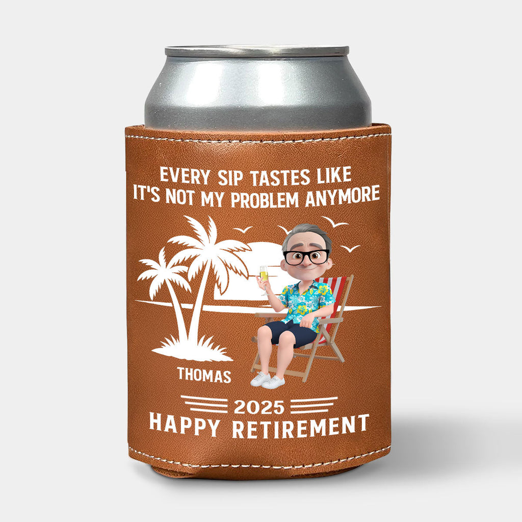 Tastes Like A Retired Legend In Every Sip - Personalized Leather Can Cooler Holder