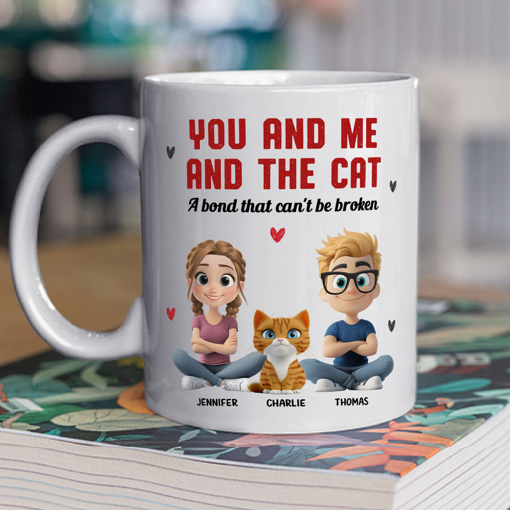 Custom Christmas Birthday Gifts For Cat Lovers • You Me And The Cat - Personalized Coffee Mug